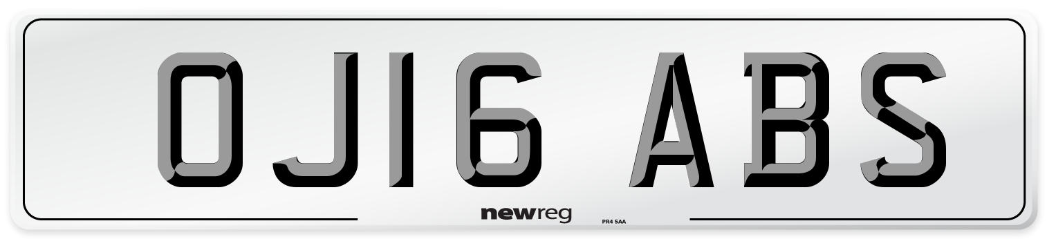 OJ16 ABS Number Plate from New Reg